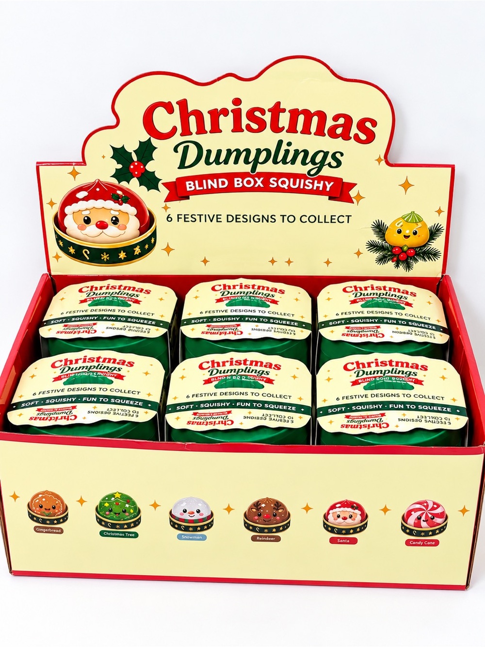 ONE Random NEW IN BOX Christmas Dumpling Glitter Jelly Squishy Toy